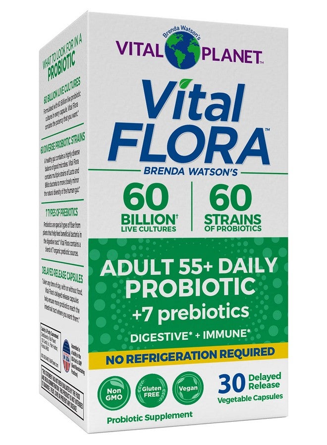 Vital Planet Vital Flora Adult 55+ Daily Shelf Stable Probiotic 60 Billion Digestive Support Probiotics For Women And Men With Prebiotic Fiber 30 Capsule - Image 2