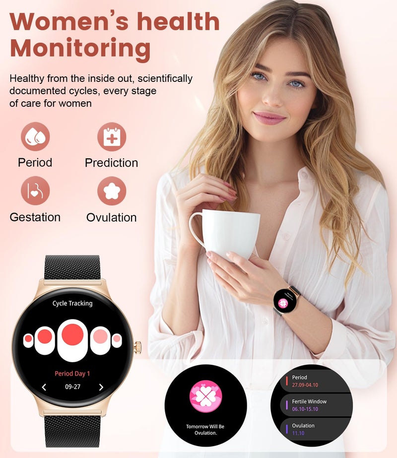 LIGE Smart Watches for Women with Answer/Make Calls, 1,43" HD AMOLED Smart Watch with 120+Sports Fitness Tracker/Calorie, IP68 Waterproof Reloj Inteligente para Mujer, Android iOS SmartWatch - Image 5
