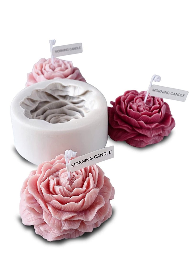 Excefore - Flower Silicone Mold for Resin Candle , 3D Soap Mould Cake Fondant Chocolate Epoxy Casting Craft Handmade Gift, Peony - Image 1
