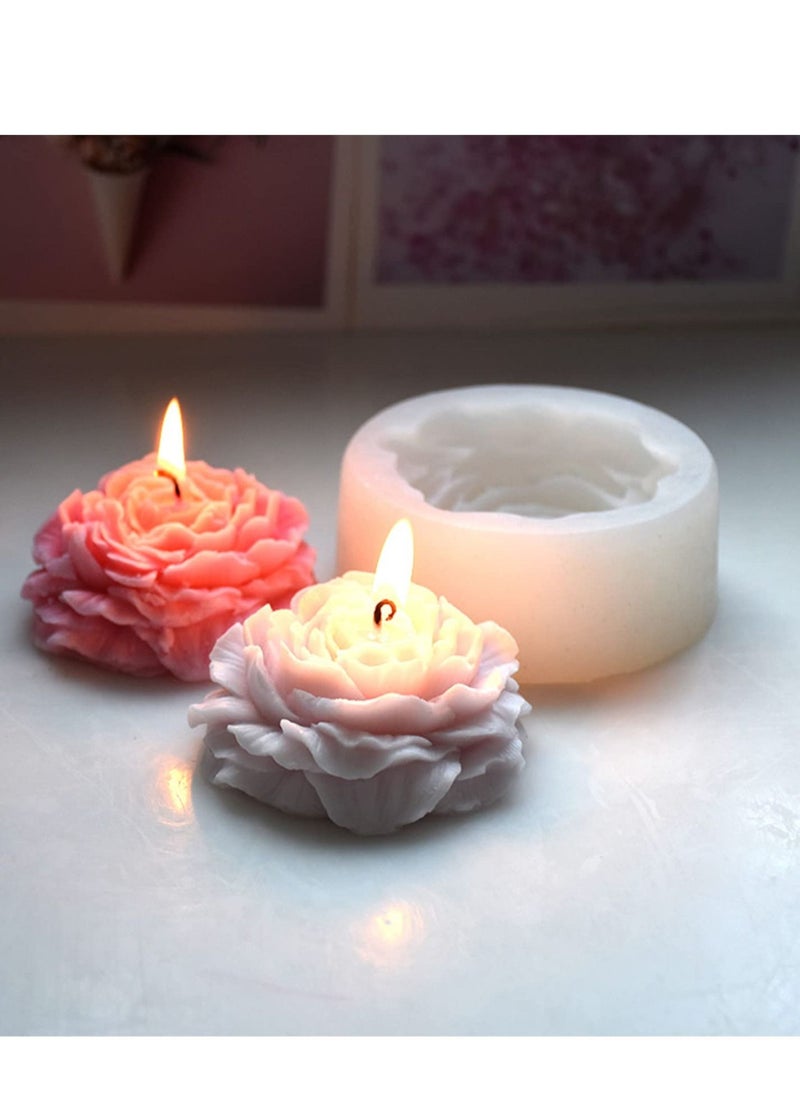 Excefore - Flower Silicone Mold for Resin Candle , 3D Soap Mould Cake Fondant Chocolate Epoxy Casting Craft Handmade Gift, Peony - Image 1