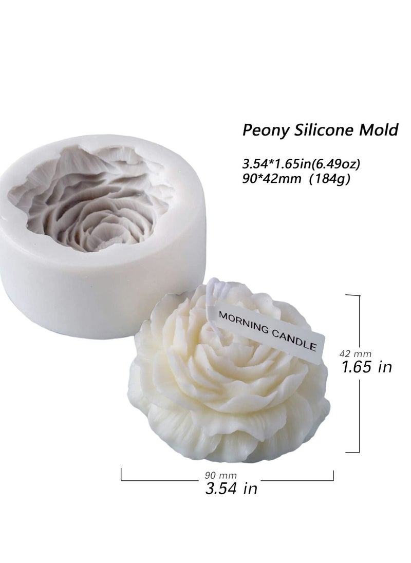 Excefore - Flower Silicone Mold for Resin Candle , 3D Soap Mould Cake Fondant Chocolate Epoxy Casting Craft Handmade Gift, Peony - Image 1