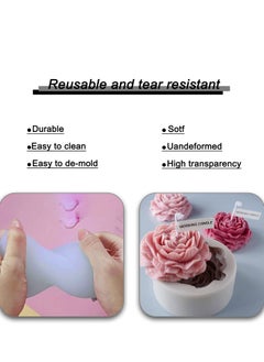 Excefore Flower Silicone Mold for Resin Candle , 3D Soap Mould Cake Fondant Chocolate Epoxy Casting Craft Handmade Gift, Peony  - Image 4
