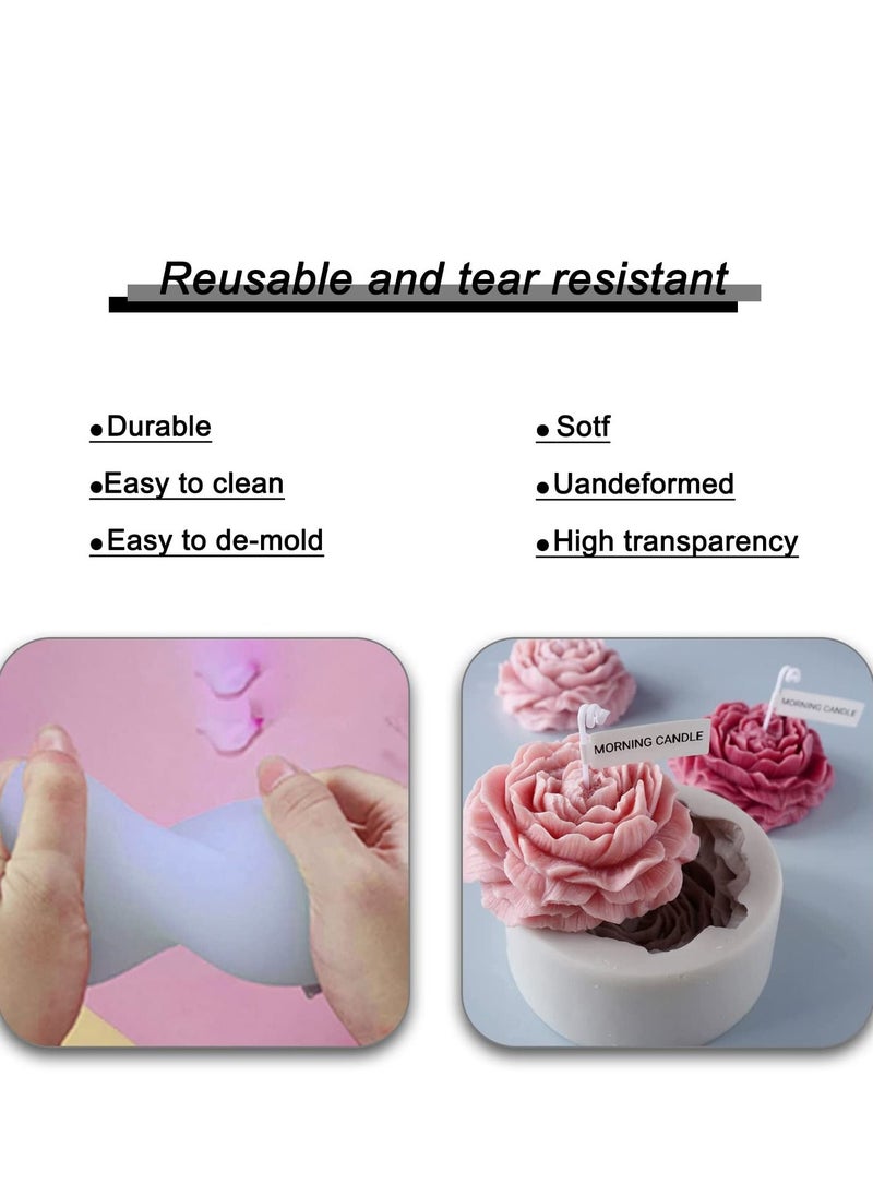 Excefore - Flower Silicone Mold for Resin Candle , 3D Soap Mould Cake Fondant Chocolate Epoxy Casting Craft Handmade Gift, Peony - Image 1