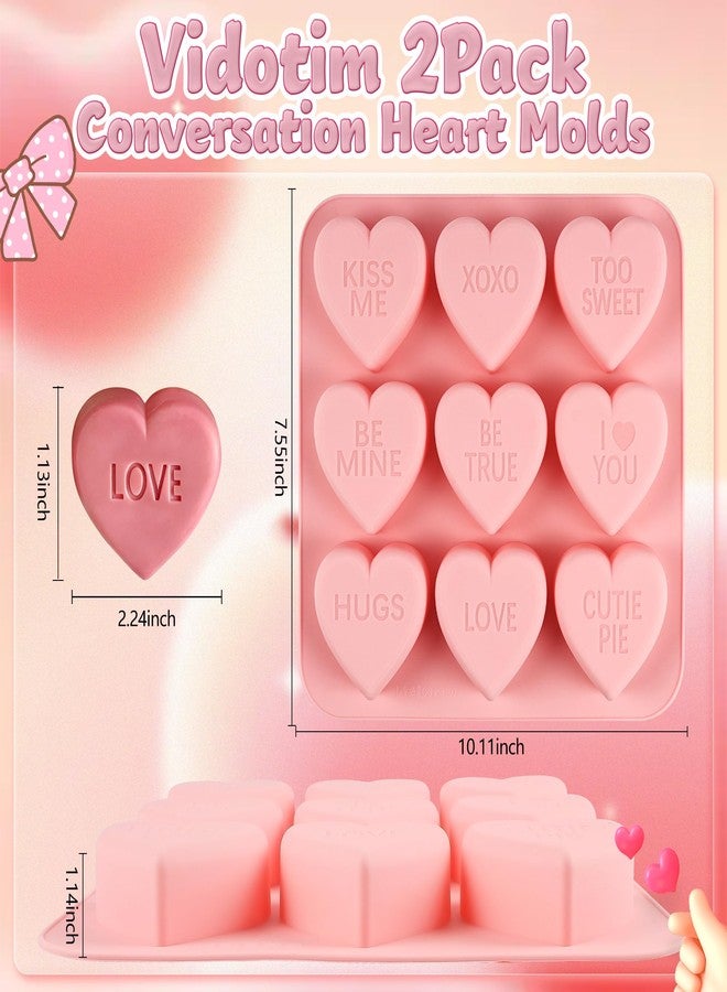 Vidotim Conversation Heart Molds,9-Cavity Hearts Chocolate Silicone Molds with Love Words,2 Pack Non-Stick Heart Shaped Chocolate Molds,Heart Shaped Mold (2.77"(2Pcs)) - Image 3