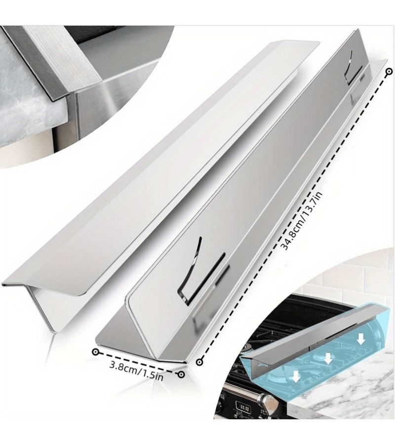 Silvery Stainless Steel Stove Gap Cover 2 Pack 13.8 to 27.5 Inches - Image 3