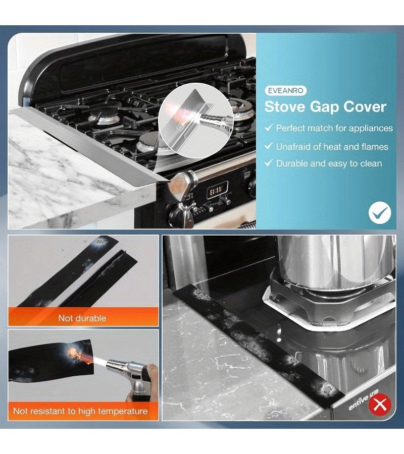 Silvery Stainless Steel Stove Gap Cover 2 Pack 13.8 to 27.5 Inches - Image 4