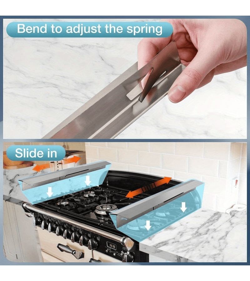 Silvery Stainless Steel Stove Gap Cover 2 Pack 13.8 to 27.5 Inches - Image 2