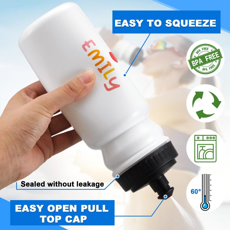 Suclain 14 Pcs Water Bottle Carrier with 20 Oz Bottles and Stickers Plastic Wide Mouth Sports Water Bottle Squeeze Team Bottles with Black Lid for Fitness Bike Gym (White) - Image 3