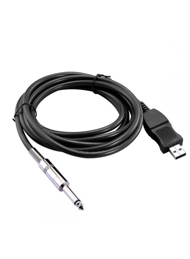 USB To 6.5 Computer USB To XLR Microphone Guitar 6.5 Audio Cable With Chip Recording Function-Color:Black-Length:3M
