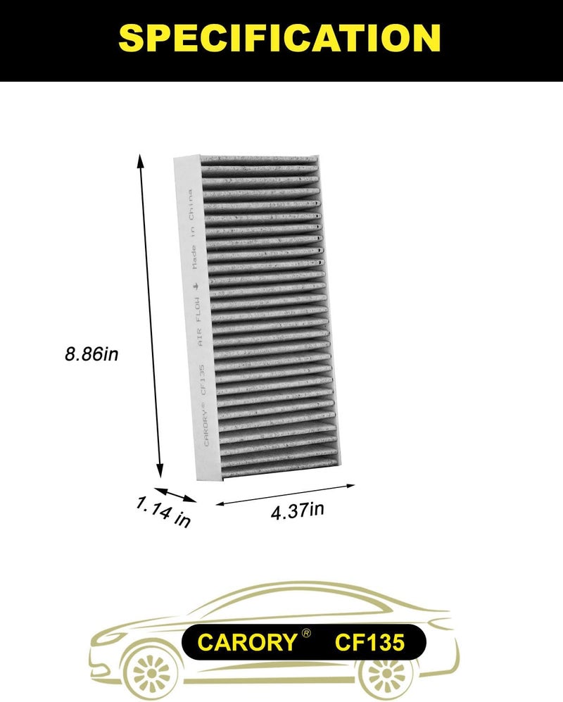Carory Cabin Air Filter w/Activated Carbon for Honda Civic (2001-2005), CR-V (2002-2006), Element (2003-2011), Acura RSX (2002-2006), EL, OE# 80292-S5A-003, 80292-S5D-406, CF10135,XC15439 - Image 2