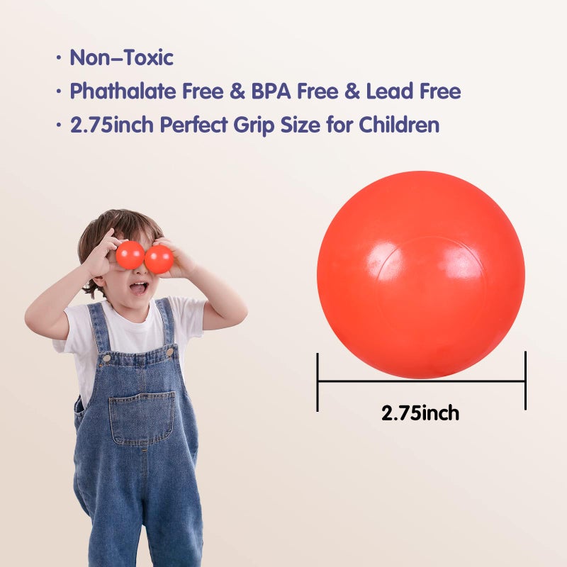 GUESVOT 2.75 Inch Big Ball Pit Balls - Crush Proof Plastic Balls for Ball Pit Pack of 50pcs Set for Toddlers Ball Pool Playtent Tunnels with Reusable Storage Bag (Rainbow) - Image 3