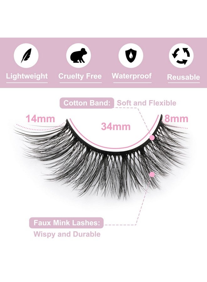 Kiromiro False Eyelashes 14Mm Faux 3D Mink Lashes Natural Look Fluffy Cat Eye Wispy Lashes Pack By Kiromiro, 14 Pairs - Image 4