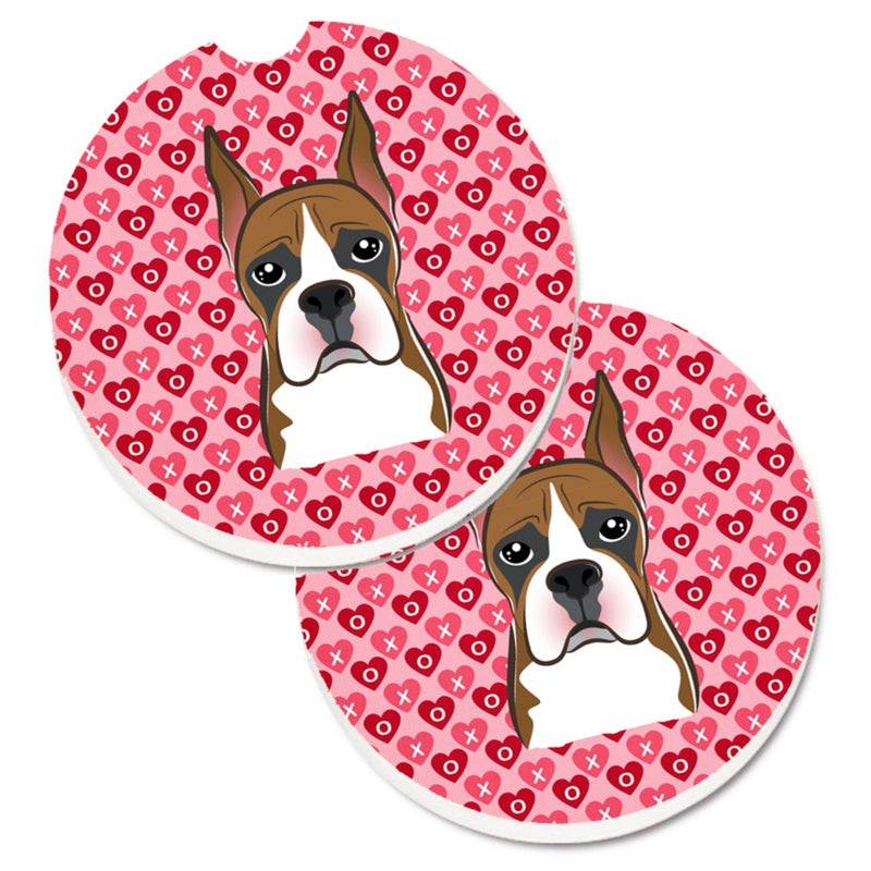 Caroline's Treasures ""Caroline's Treasures Boxer Hearts Set of 2 Cup Holder Car Coasters  2.56  Multicolor""