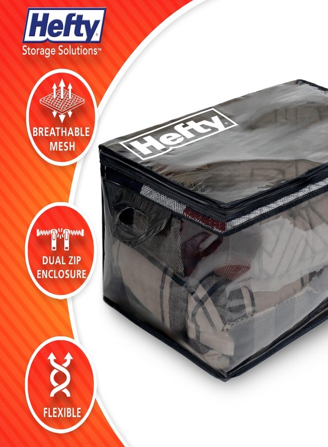 Hefty Extra Large Flexible Tote with Breathable Mesh, Double Zip Closure, 26x16x12 inches, 2 Handles, Ideal for Seasonal Apparel Storage - Image 3