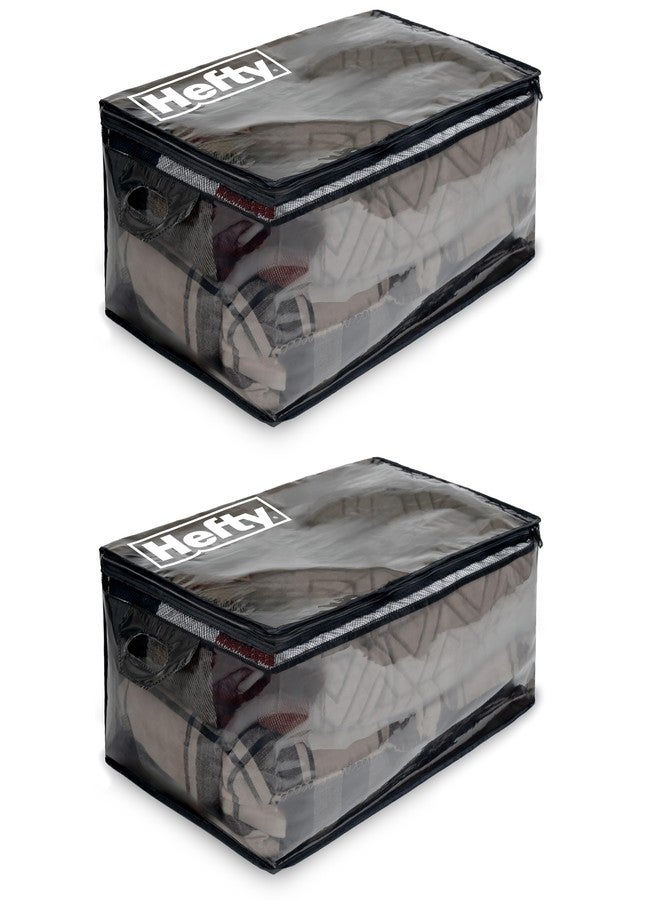 Hefty Extra Large Flexible Tote with Breathable Mesh, Double Zip Closure, 26x16x12 inches, 2 Handles, Ideal for Seasonal Apparel Storage - Image 1