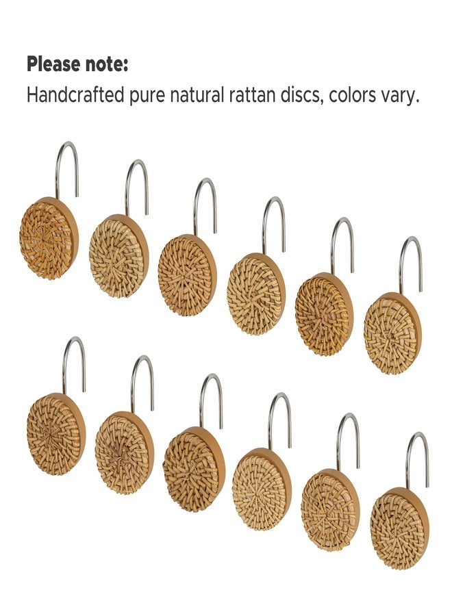 Sunlit Handcrafted Rattan Shower Curtain Hooks, Rustic Boho Decorative Bathroom Rings, Farmhouse Bathroom Decor, 12-Pack - Image 3