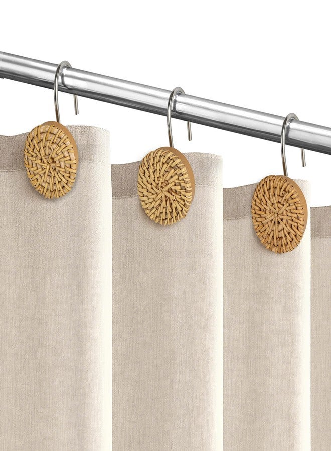 Sunlit Handcrafted Rattan Shower Curtain Hooks, Rustic Boho Decorative Bathroom Rings, Farmhouse Bathroom Decor, 12-Pack - Image 2