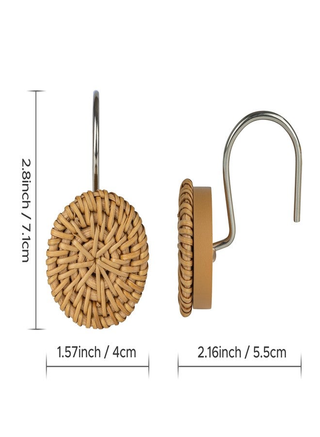 Sunlit Handcrafted Rattan Shower Curtain Hooks, Rustic Boho Decorative Bathroom Rings, Farmhouse Bathroom Decor, 12-Pack - Image 5