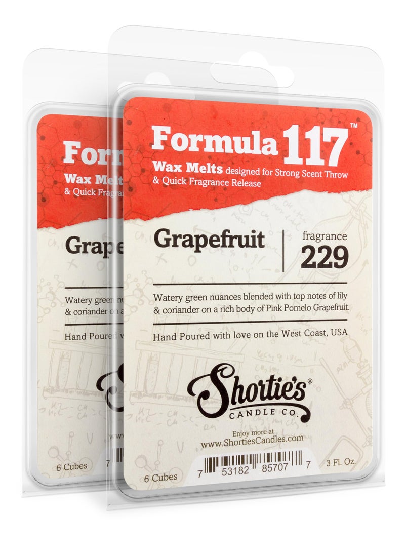 Shortie's Candle Company Shorties Candle Company Grapefruit Wax Melts Multi Pack  Formula 1172 Highly Scented 3 Oz Bars 6 Oz Total  Made with Essential  Natural Oils  Fruit  Berry Air Freshener Cubes Collection 
