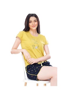 مملكة الإكسسوارات طقم نوم نسائي من القطن مطبوع عليه نجوم مكون من بلوزة وشورت  - Image 5