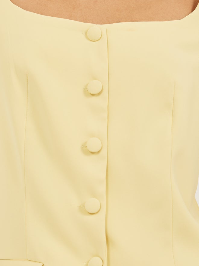 ستايلي بلوزة ستايلي مربعة بياقة مربعة وأزرار أمامية - Image 3