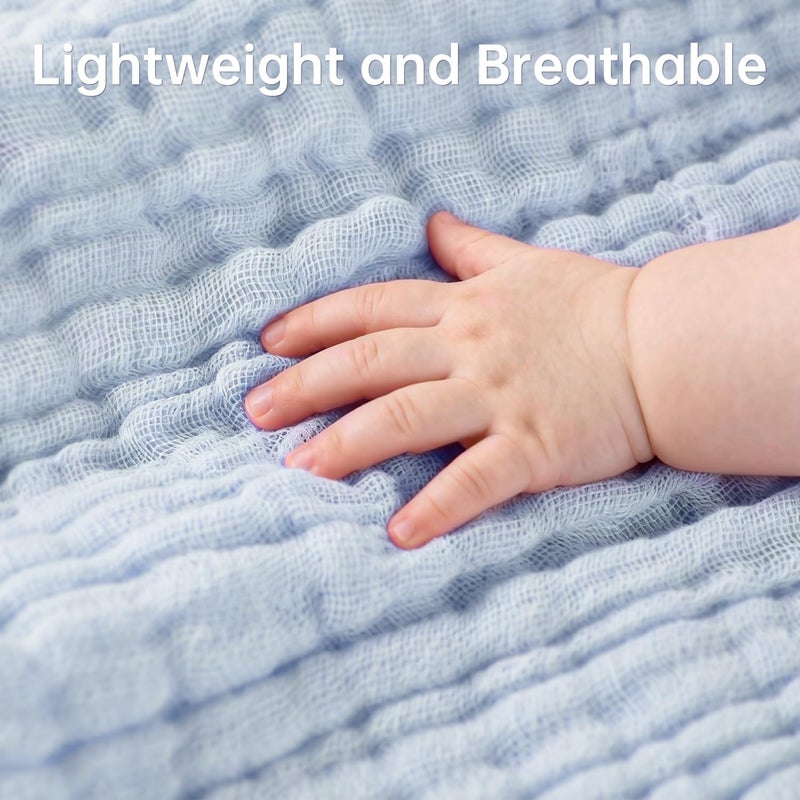 Bear Rocket Organic Muslin Baby Washcloths 6 Pack Baby Bath Face Towel 12x12 Inch Extra Absorbent and Soft Burp Cloth and Wash Cloths for Newborn-Infants On Sensitive Skin (Blue Green Brown) - Image 2