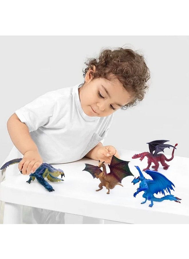 Sienon - Dragon Toy Figures4Pcs 5 Inch Plastic Dragon Figurines With 6Pcs 3 Inch Mini Dragon Toys In Assorted Colors And Styles Kids Mythical Dragon Toys For Cake Toppers Party Favors (10Pack Dragon) - Image 1