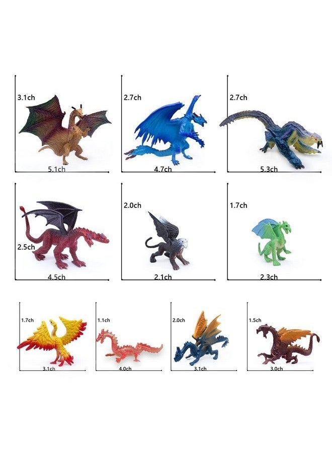 Sienon - Dragon Toy Figures4Pcs 5 Inch Plastic Dragon Figurines With 6Pcs 3 Inch Mini Dragon Toys In Assorted Colors And Styles Kids Mythical Dragon Toys For Cake Toppers Party Favors (10Pack Dragon) - Image 1
