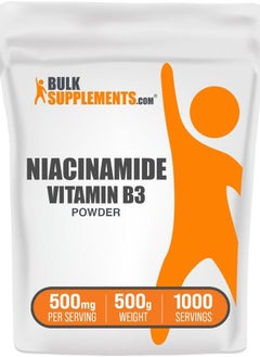 BULKSUPPLEMENTS.COM .com Niacinamide Powder - Vitamin B3 Powder, Niacinamide Supplement, Niacinamide 500mg - B3 Vitamins for Skin, Gluten Free, 500mg per Serving, 500g (1.1 lbs) (Pack of 1)  - Image 1
