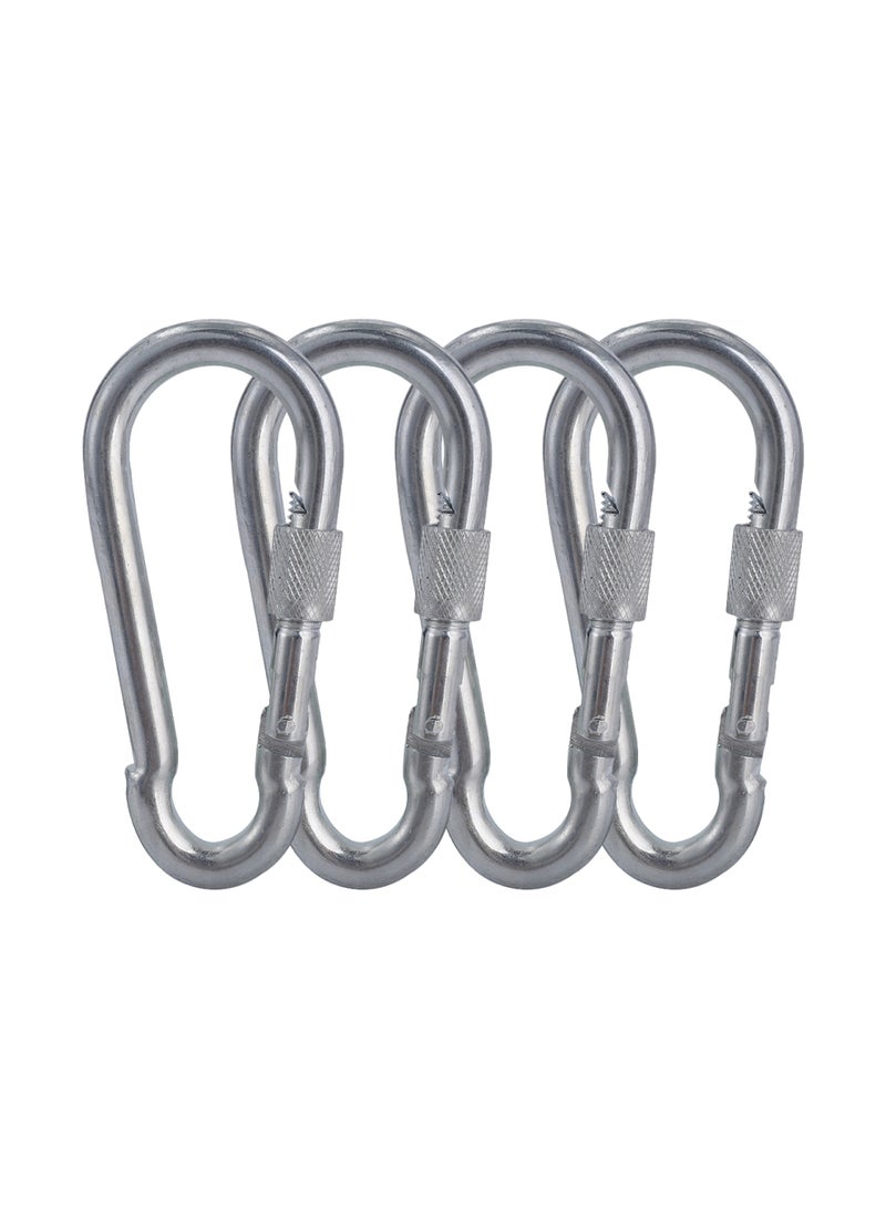 لوازم طقم خطاف تعليق بحلقة مكون من 4 قطع - 12 × 140 مم - مشبك متين مع قفل لولبي لتثبيت الحبال والمعدات - مناسب للاستخدام المنزلي والصناعي والتخييم وتنظيم الأدوات - Image 1