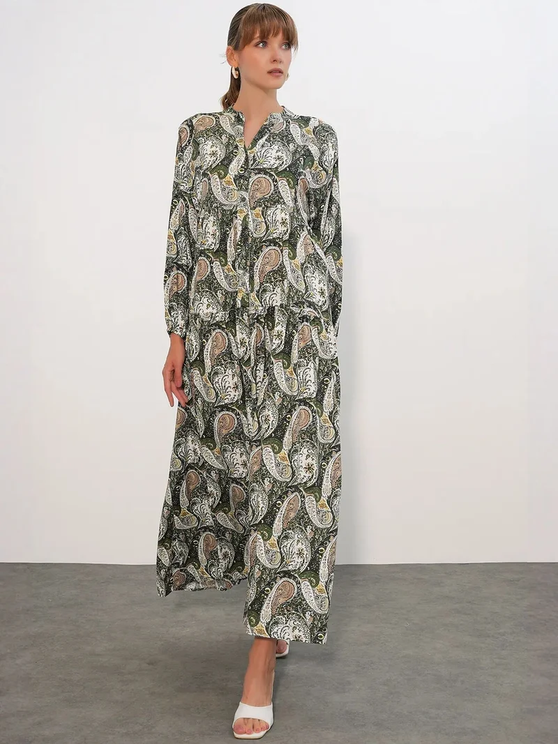 Big Dart Multicolor BDART Patterned V-Neck Maxi Dress for Women | Best Price UAE