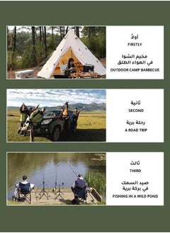 Ominii Adjustable Folding Reclining Camping Chair with Wooden Armrests, 140kg Capacity, 3-Position Sturdy Beech Wood Frame, Comfortable Cushion, Durable Oxford Fabric for Outdoor, Beach & Travel  - Image 4
