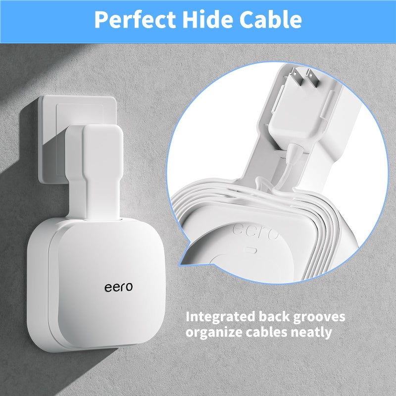 SENLEG Outlet Wall Mount Holder Compatible with eero Pro 6e/Pro 6 Mesh Wi-Fi System, Built-in Cable Management No Messy Wires, Space-Saving(1 Pack) - Image 5