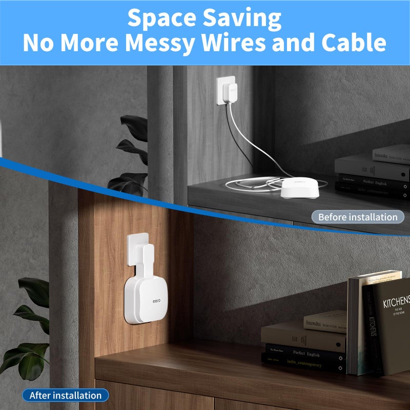 SENLEG Outlet Wall Mount Holder Compatible with eero Pro 6e/Pro 6 Mesh Wi-Fi System, Built-in Cable Management No Messy Wires, Space-Saving(1 Pack) - Image 3