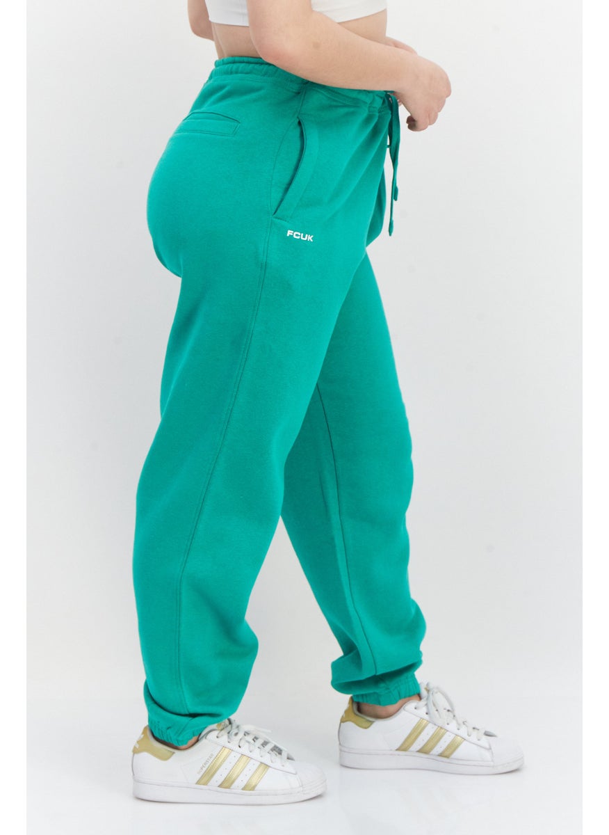 French Connection Women Regular Fit Brand Logo Jogger Pants, Green  - Image 3