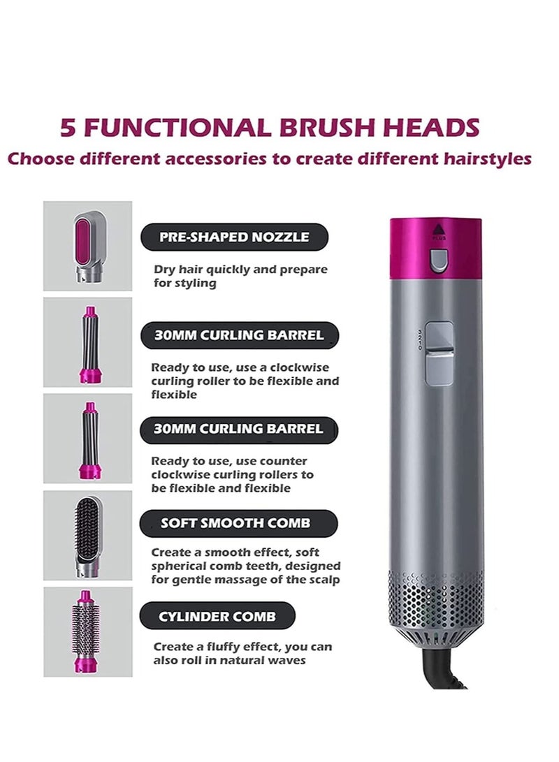 Hair Dryer Brush and Volumizer, 5 in 1 Hair Dryer Multifunctional Comb Hair Curler Straightener Styling Comb Tool Detachable Hair Dryer Curling Hair Drying Scalp - Image 4