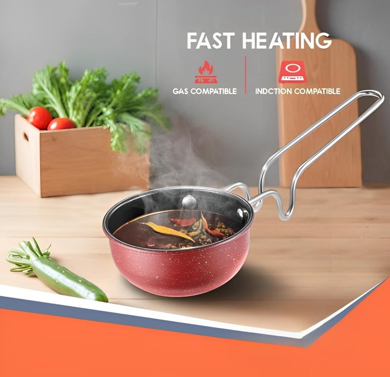 LAZYwindow مقلاة تادكا غير لاصقة ممتازة، قطر 11 سم، قاعدة مارون | مقلاة صغيرة لتتبيل التوابل، متوافقة مع الغاز والحث | مقبض بارد الملمس - Image 3