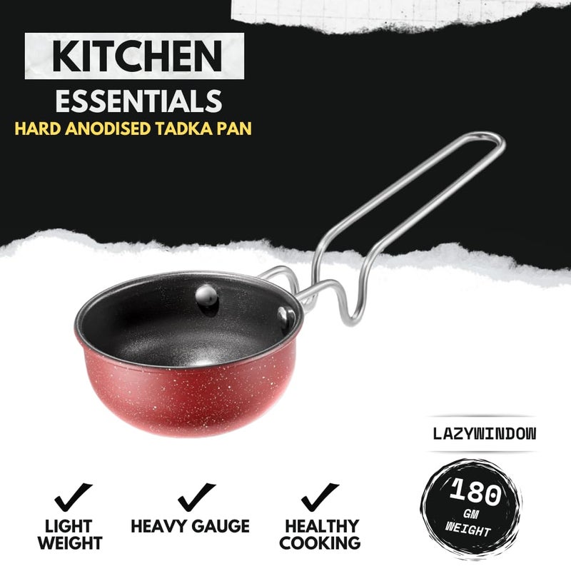 LAZYwindow مقلاة تادكا غير لاصقة ممتازة، قطر 11 سم، قاعدة مارون | مقلاة صغيرة لتتبيل التوابل، متوافقة مع الغاز والحث | مقبض بارد الملمس - Image 4