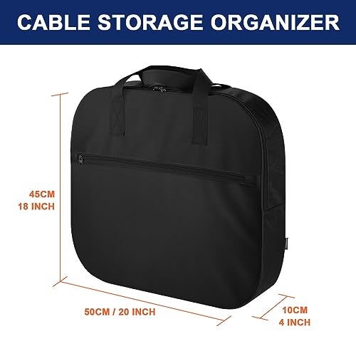 Homakover 20 Inch Jumper Cable Bag, Heavy Duty Water Resistant Tools Cable Bag, Cable Cords Hoses Storage & Organizer with Exterior Pocket for Jumper Cable,EV Charging Cables,Extensions and Garden Hoses - Image 2
