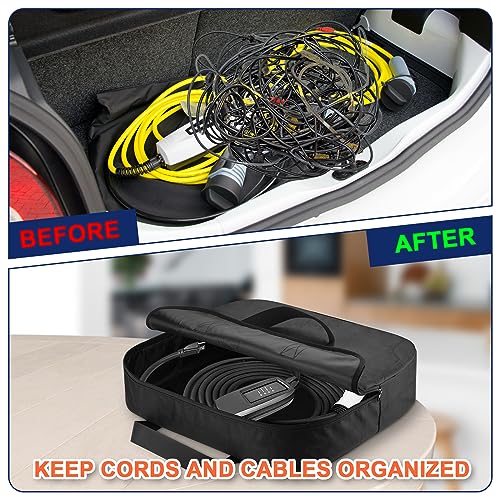 Homakover 20 Inch Jumper Cable Bag, Heavy Duty Water Resistant Tools Cable Bag, Cable Cords Hoses Storage & Organizer with Exterior Pocket for Jumper Cable,EV Charging Cables,Extensions and Garden Hoses - Image 5