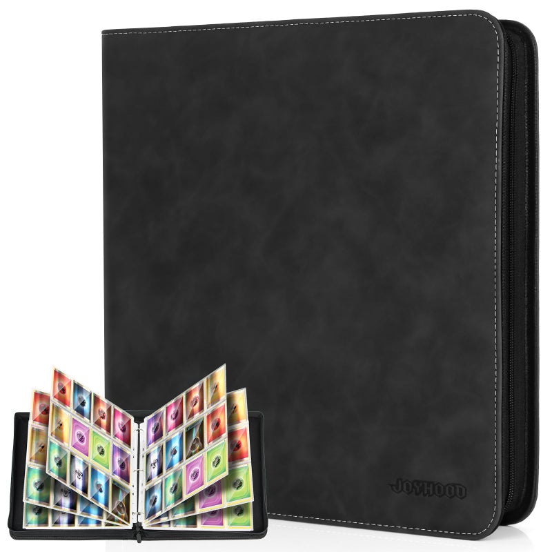 JoyHood Trading Card Binder, Sport Card Collection Binder compatible with TCG/PM/MTG/OPCG/YGO Cards, Card Album Holder Hold Up to 960 Cards (Dark, 12 Pockets) - Image 1