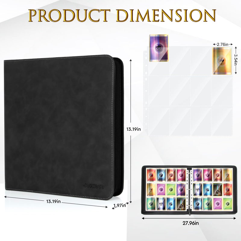 JoyHood Trading Card Binder, Sport Card Collection Binder compatible with TCG/PM/MTG/OPCG/YGO Cards, Card Album Holder Hold Up to 960 Cards (Dark, 12 Pockets) - Image 3