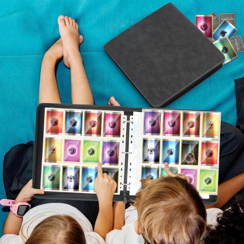JoyHood Trading Card Binder, Sport Card Collection Binder compatible with TCG/PM/MTG/OPCG/YGO Cards, Card Album Holder Hold Up to 960 Cards (Dark, 12 Pockets) - Image 5