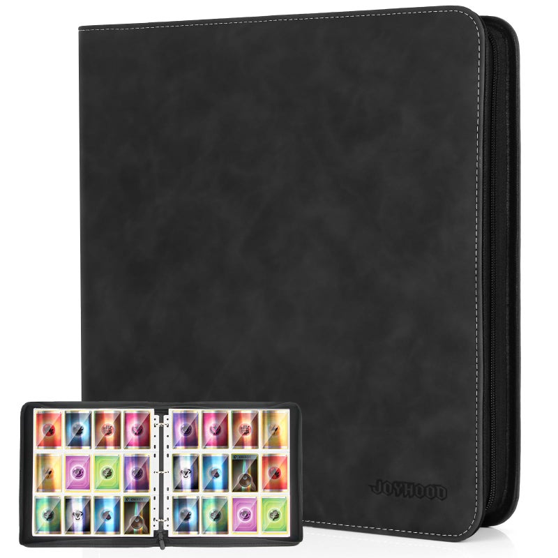 JoyHood Trading Card Binder, Sport Card Collection Binder compatible with TCG/PM/MTG/OPCG/YGO Cards, Card Album Holder Hold Up to 960 Cards (Dark, 12 Pockets) - Image 2
