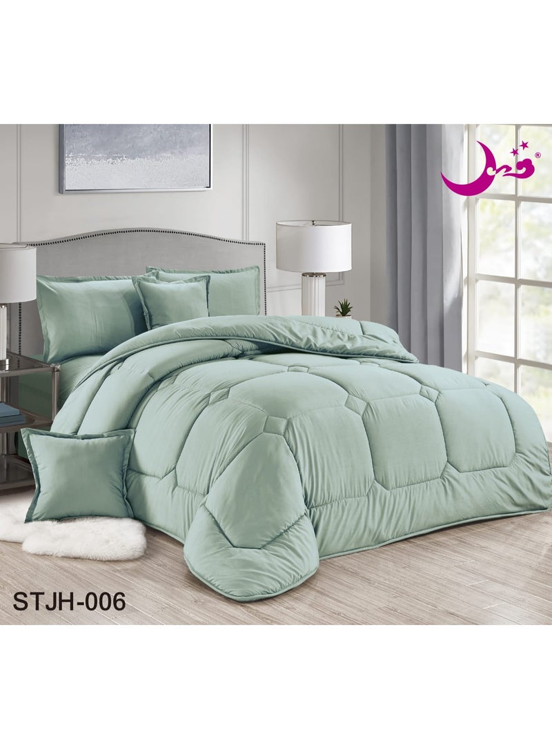 Moon 4-Piece Microfiber Green Single Comforter Set  - Image 1