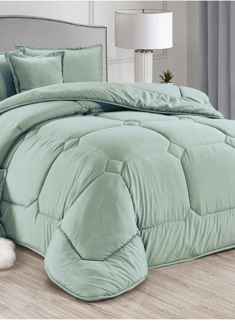 Moon 4-Piece Microfiber Green Single Comforter Set  - Image 2
