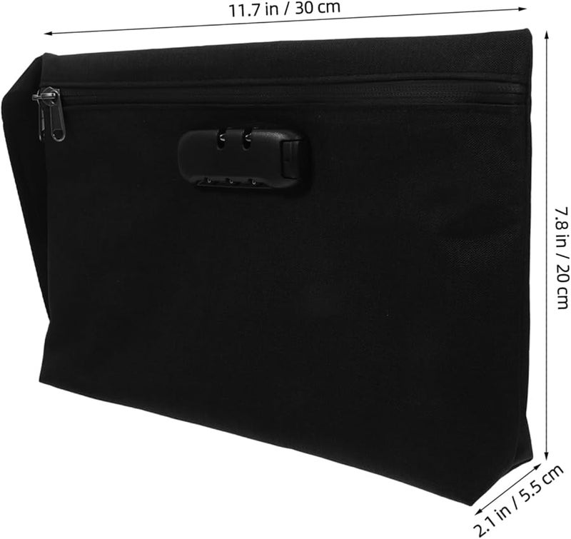 Black Waterproof Lockable Document Bag for Travel Files Cash Phone Tablet Cards - Image 3