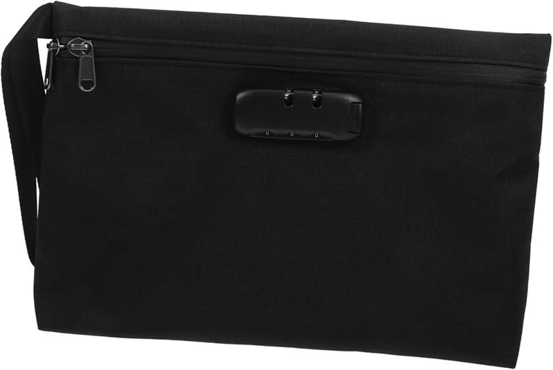 Black Waterproof Lockable Document Bag for Travel Files Cash Phone Tablet Cards - Image 1