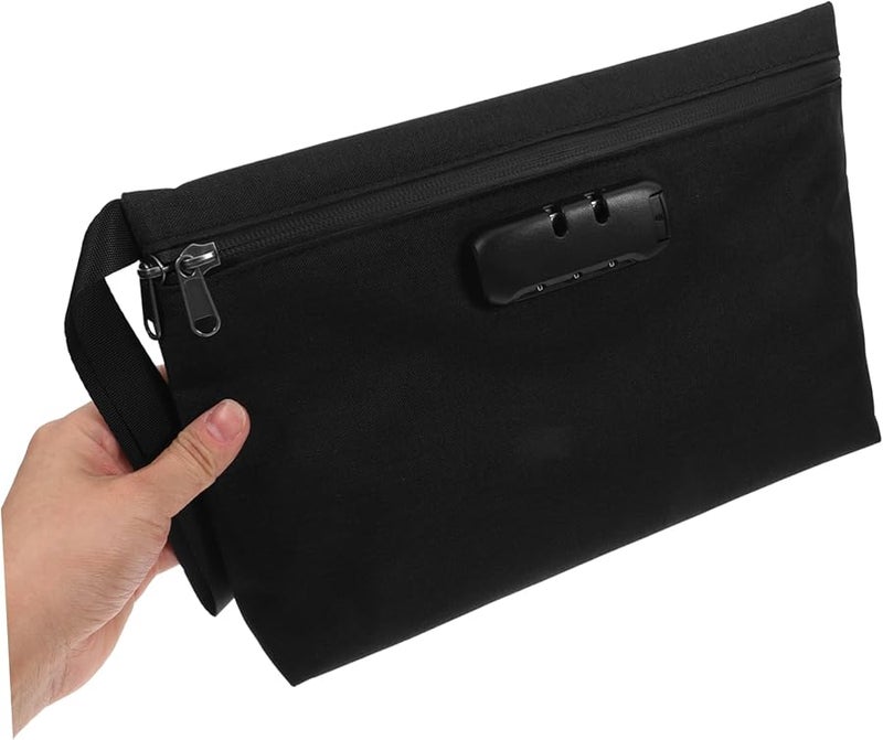 Black Waterproof Lockable Document Bag for Travel Files Cash Phone Tablet Cards - Image 4