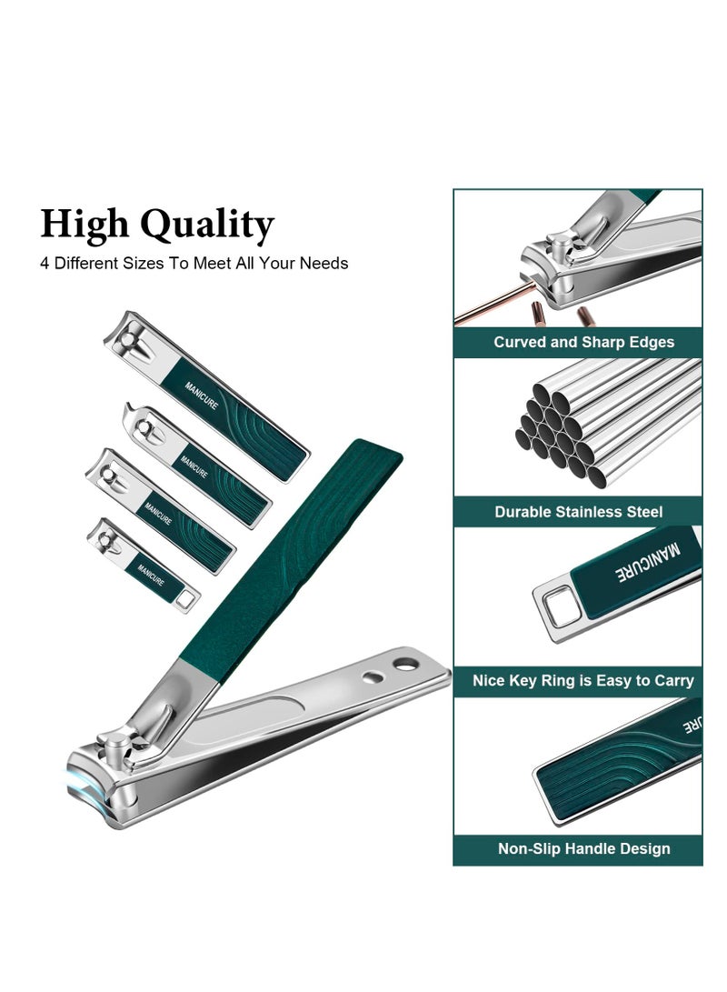SYOSI مجموعة مانيكير وقص أظافر مكونة من 22 قطعة، مجموعة باديكير احترافية حادة ومتينة من الفولاذ المقاوم للصدأ وأدوات للعناية بالأظافر للرجال والنساء مع حقيبة سفر فاخرة (أخضر غامق) - Image 4